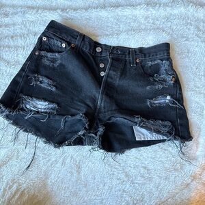 Levi's Black Distressed Jean Shorts